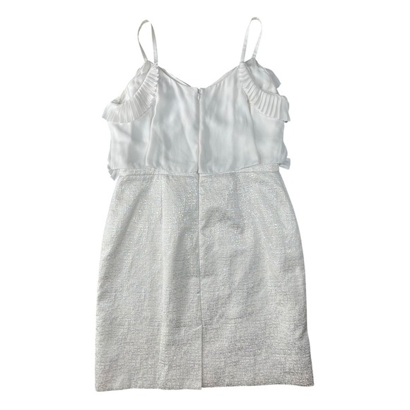 LOFT White Ruffle Detail, Party Cocktail Midi Dress Size 12 - Picture 3 of 8